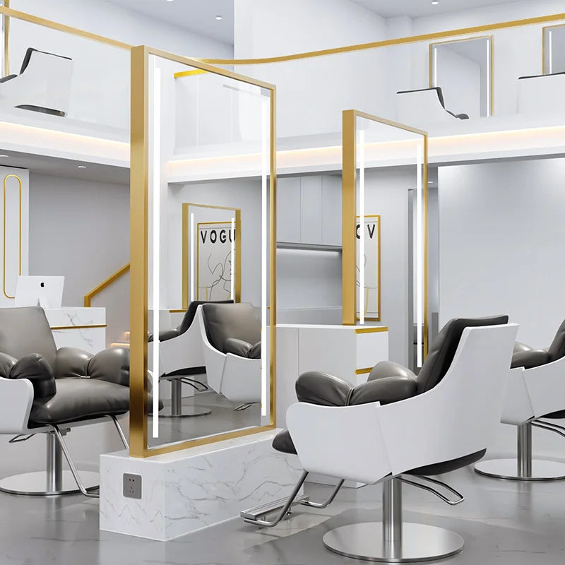 HJ Barber Shop Mirror Quick Cut Special Mirror Hair Salon Internet celebrity hair salon Full Lamp Mirror