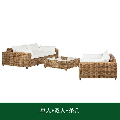 Outdoor rattan sofa  terrace leisure waterproof sunscreen balcony rattan chair outdoor villa garden combination
