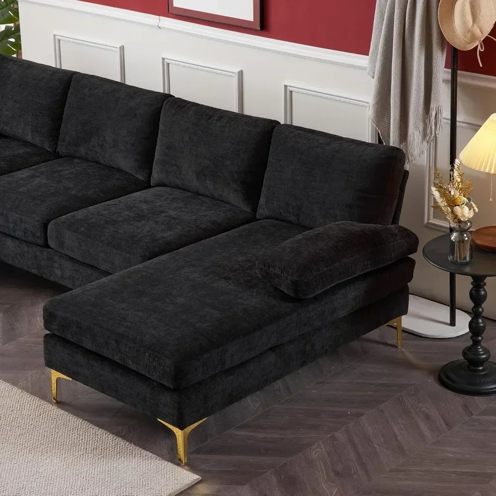 121 Inch Cloud Couch Comfortable Modular Sectional Sofa For Living Room Modern Linen 3-seat Convertible Loveseat Sofa Apartment