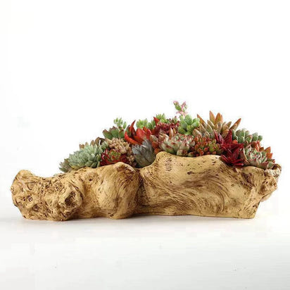 KEKA Pastoral Retro Landscape Flower Pot Resin Tree Stump Planter Artificial Driftwood Sculpture Rustic Succulent