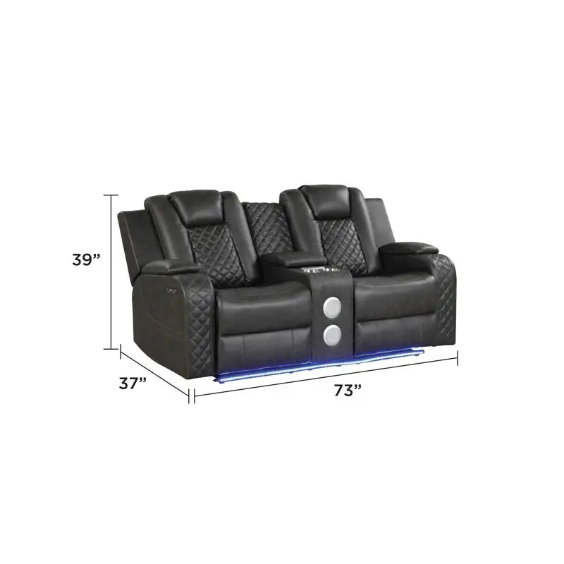 Gray Faux Leather 3-Piece LED Power Recliner Set
