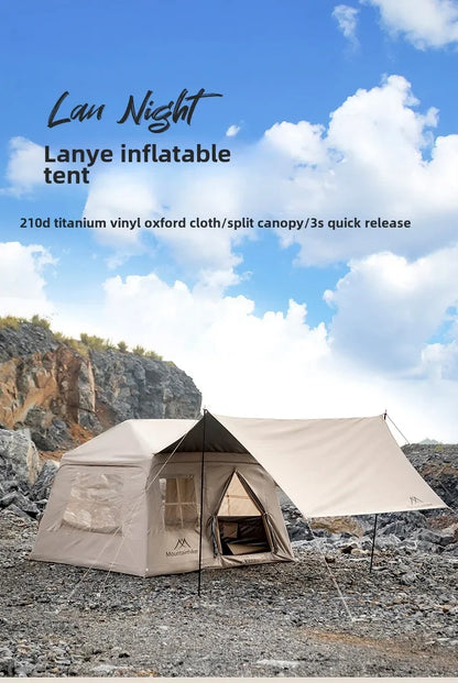 MOUNTAINHIKER 4-6 Person Outdoor Camping Manual Inflation Tent Anti-UV Shade Waterproof Air Tent Hiking Quick Open Beach Fishing