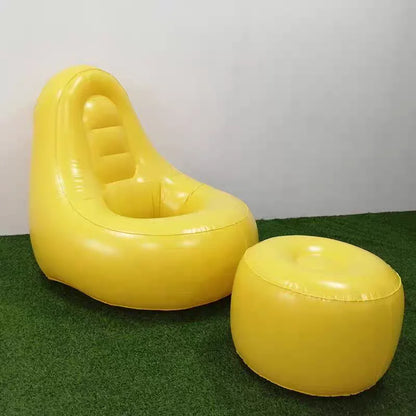 Inflatable Lounges Chair with Ottoman Blow Up Chaise Lounges Air Lazy Sofa Set Portable Inflatable Seats for Indoor & Outdoor