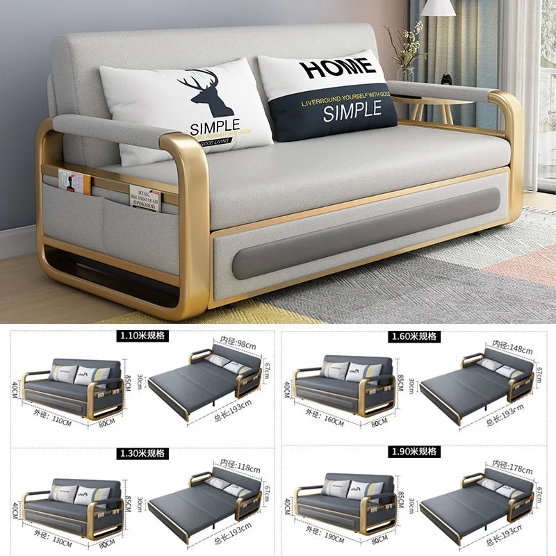 Dual-purpose simple multi-functional storage sofa bed retractable small apartment living room push-pull single double technology