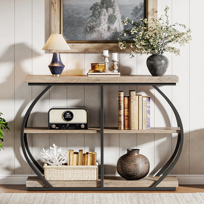 Tribesigns 41.3" Console Table, Industrial 3-Tier Entryway Table with Arched Metal Frame and Storage Shelves for Living Room