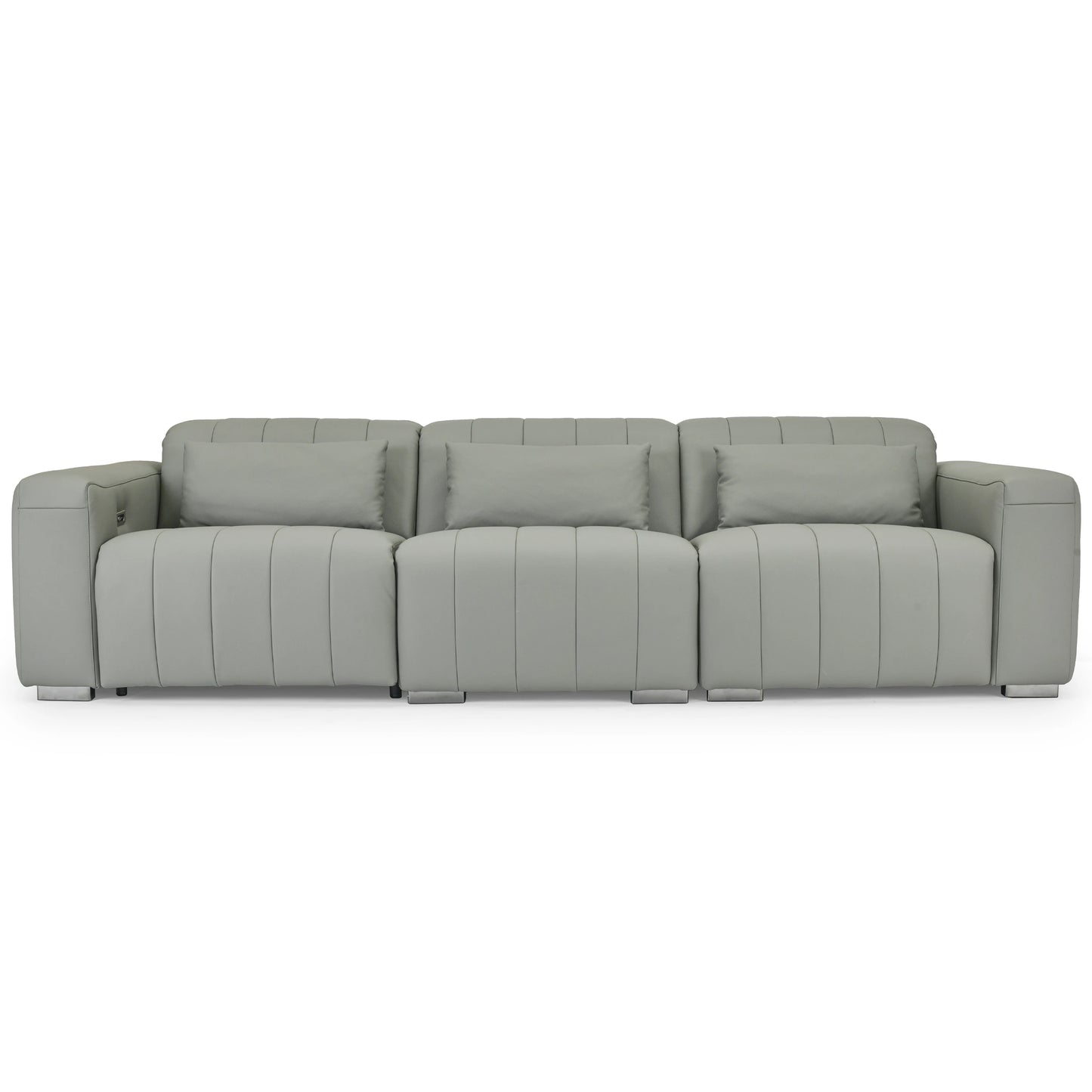 Dark Grey Genuine Leather Sectional Couches Luxury Electric Reclining Living Room Sofa