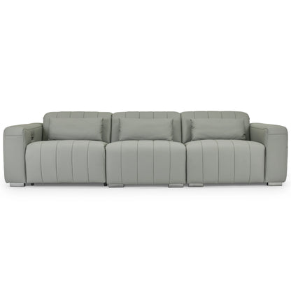 Dark Grey Genuine Leather Sectional Couches Luxury Electric Reclining Living Room Sofa