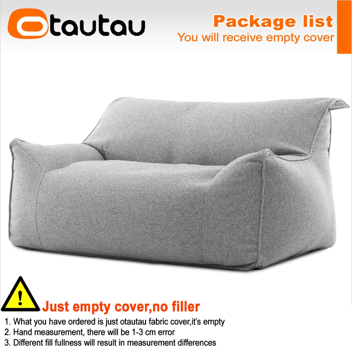 OTAUTAU Bean Bag Cover 2-seat Cotton Linen Couch Armchair Sofa Pouf Beanbag Cover SF159【No Filler!Need Buy Filler Yourself!】