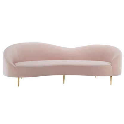 Luxury Contemporary Sofa Set for Living Room Modern Velvet Curved Sofa Couches Pink Color