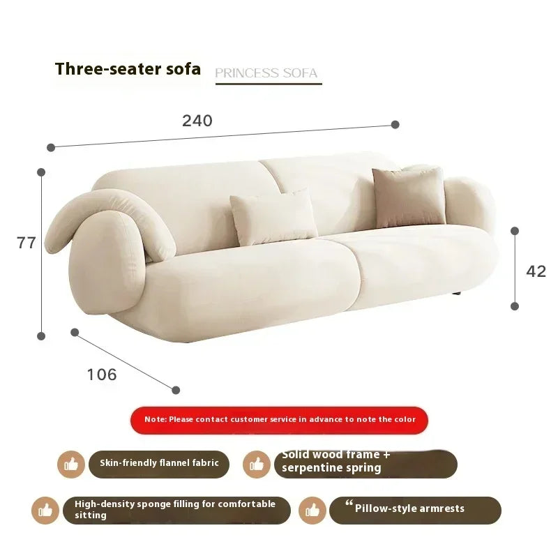 White Technology Cloth Sofa Set Modern King Size Foam Sponge Tatami Couch Large Reading Design Soft Big Bank Bedroom Furniture