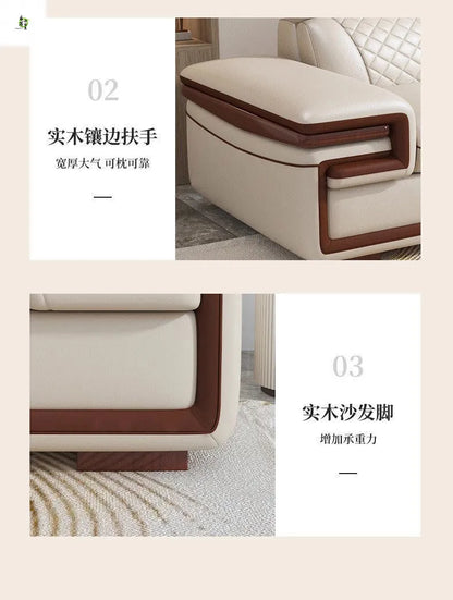 Modern simple leather sofa living room home light luxury sofa concubine combination