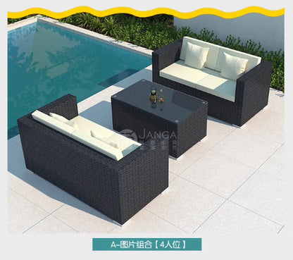Outdoor villa courtyard sofa hotel B & B terrace waterproof sunscreen sofa furniture indoor and outdoor rattan weaving