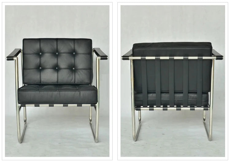 HE 113 Lounge Hans Singe Sofa Chair Leisure Chair Stainless Steel Leather PU for Living Room