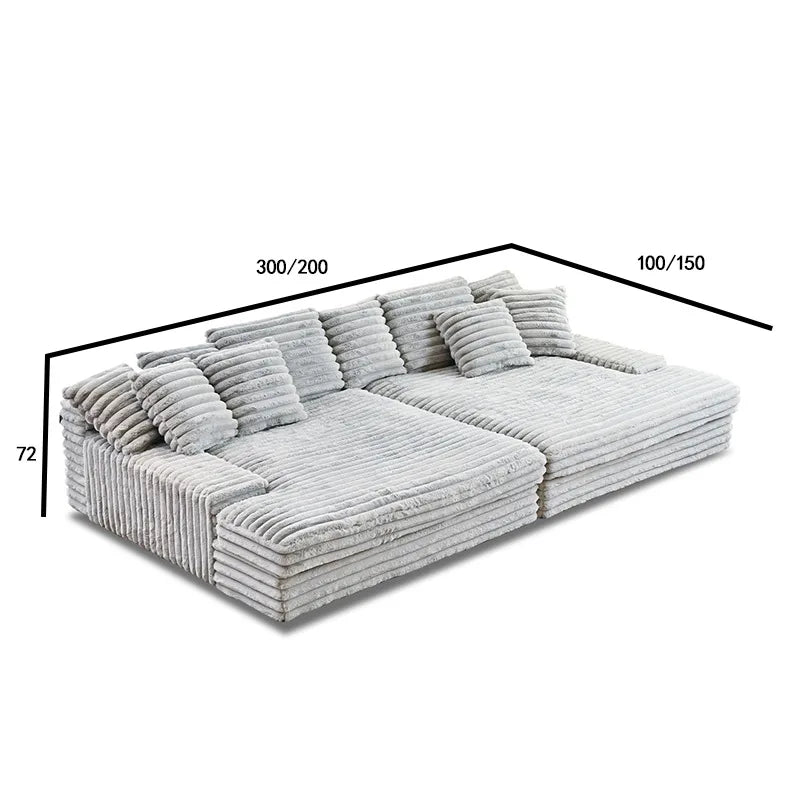 Modern Vacuum Compressed Sofa Plush Corduroy Sectional Sofa Living Room Bedroom Recliner Lazy Combination Sofa Bed Furniture