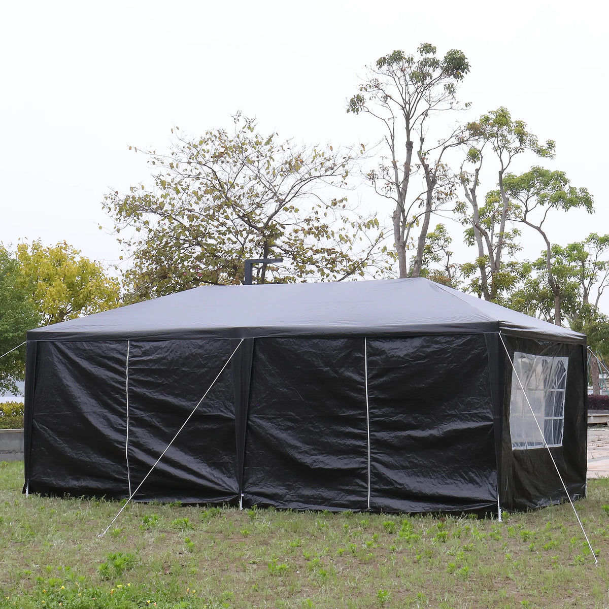 10 x 20 ft Outdoor Party Tent with 6 Removable Sidewalls Waterproof Canopy Patio Wedding Gazebo Heavy Duty Iron Frame Black