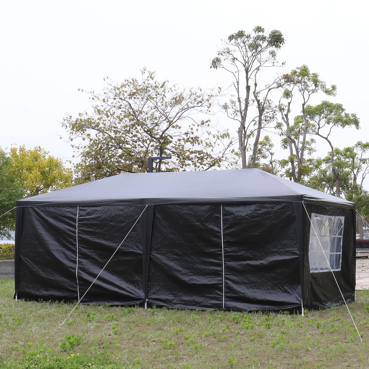 10 x 20 ft Outdoor Party Tent with 6 Removable Sidewalls Waterproof Canopy Patio Wedding Gazebo Heavy Duty Iron Frame Black