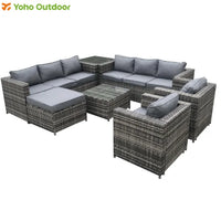 9 Seater 7-Piece Outdoor Sectional Sofa with PE Rattan Wicker and Durable Steel Frame for Garden Patio Furniture
