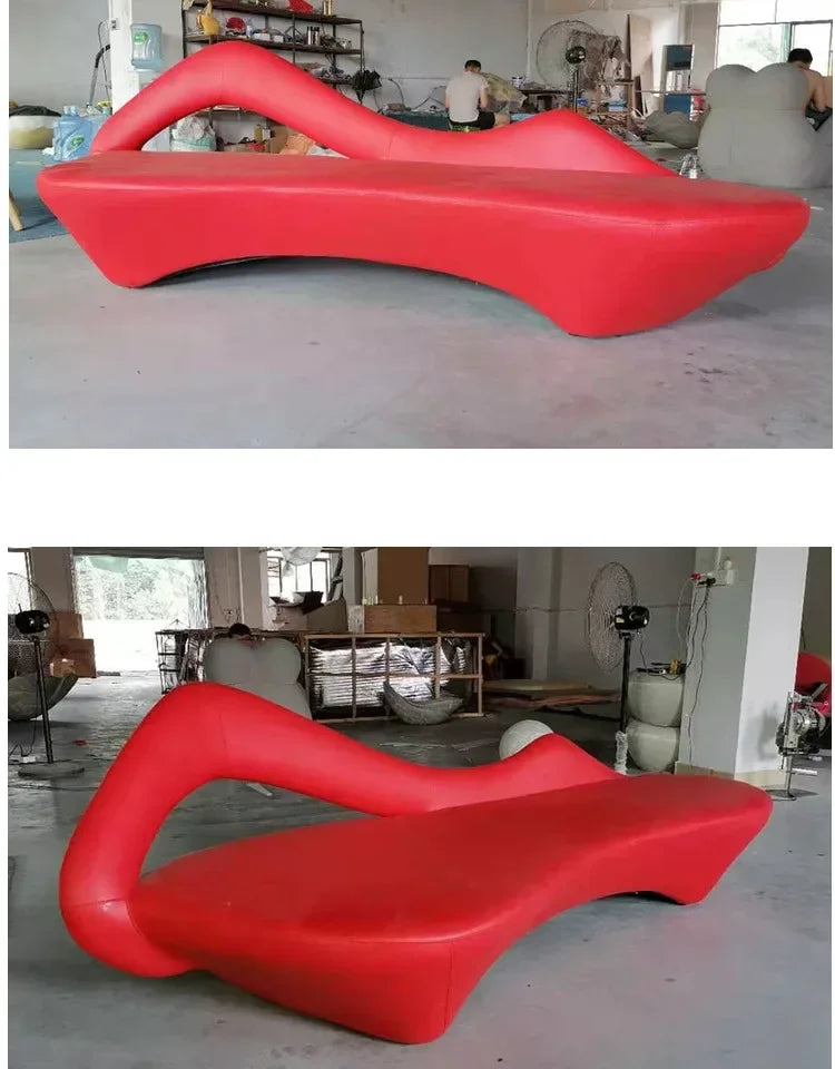 Italian Simple Fabric Leather Sofa Living Room and Sample Room Lobby Reception Arc Moon Sofa