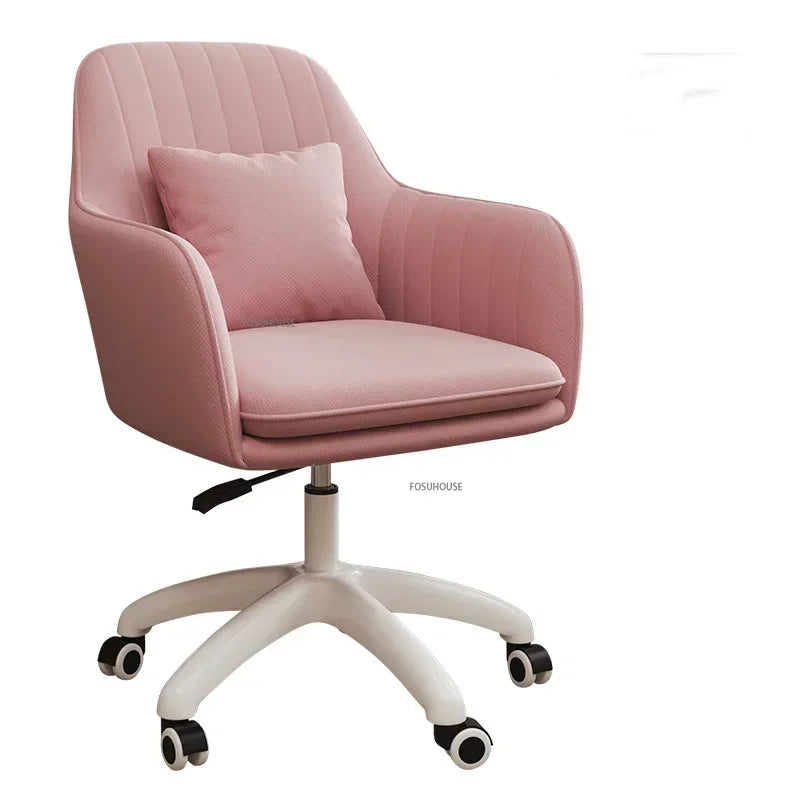 Modern Pink Office Chair Comfortable Adjustable Swivel Computer Chair for Home Bedroom Gaming Chair Office Furniture