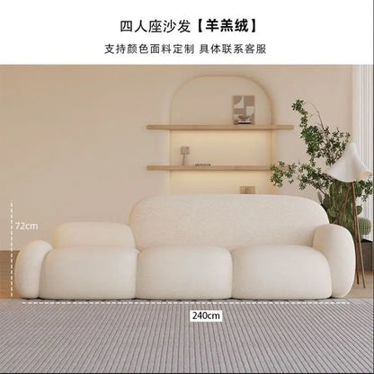Living room simple modern cream style rental house fabric sofa straight row light luxury bedroom cloud sofa