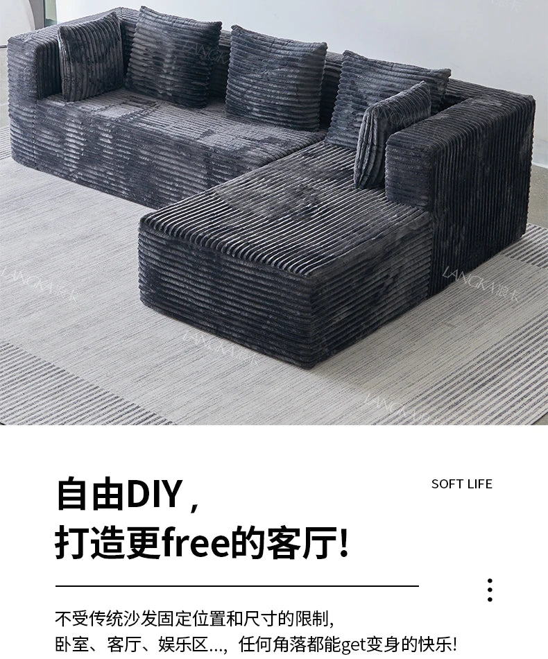 Oversized Boneless Double Lounge Sofa Chair Compressed Sectional Cloud Couch Corduroy L Shape Sofa Bed Couch Divano Da Soggiorno