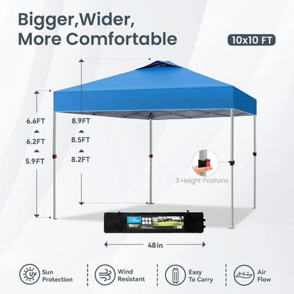 10x10 Pop Up Canopy Tent Easy Outdoor Sun Shade for Events Party 100 Sq Ft Blue, Custom