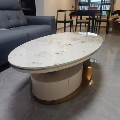Nordic Light Luxury Designer Oval Coffee Table Rock Board Coffee Tables for Living Room Simple Storage Side Table Home Furniture