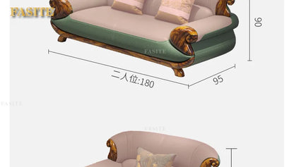 Leather sofa combination first layer cowhide modern new Chinese living room solid wood sofa furniture