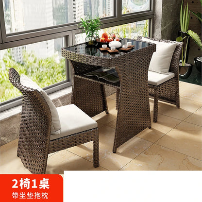 Balcony rattan chair three-piece outdoor courtyard combination small table and chair casual coffee table