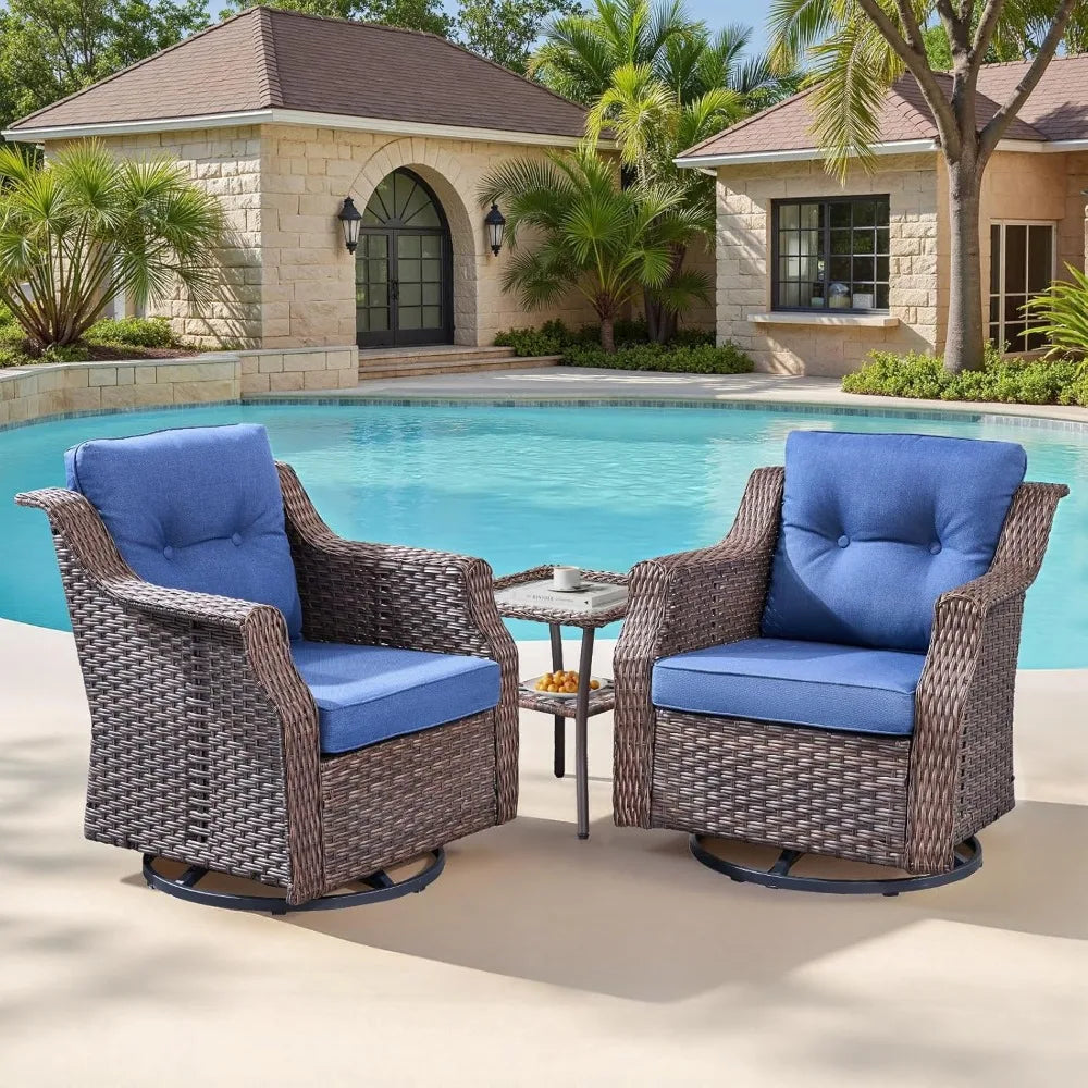 Patio Wicker Chairs Swivel Rocker-Outdoor Swivel Rocker Chair Set of 2 with All Weather Wicker Glider Rocker Set, PE Rattan Swiv