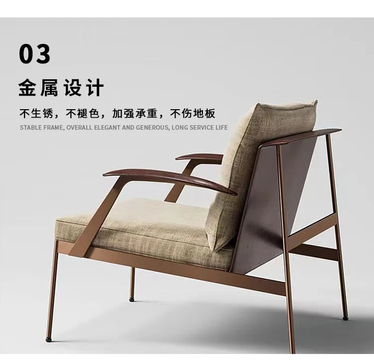 Single Light Luxury Designers Stainless Chair  Minimalist Backrest Armchair Negotiation Living Room Chair Sofa Stool Furniture