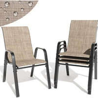 Patio Dining Chairs Set of 4 Outdoor Stackable Dining Chairs for All Weather 330lbs Capacity Heavy Duty Textilene Fabric