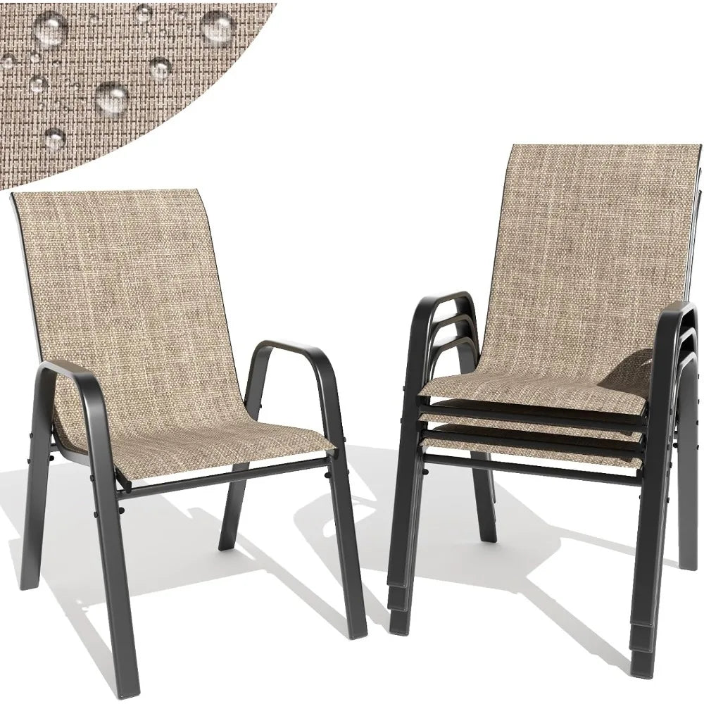Patio Dining Chairs Set of 4 Outdoor Stackable Dining Chairs for All Weather 330lbs Capacity Heavy Duty Textilene Fabric