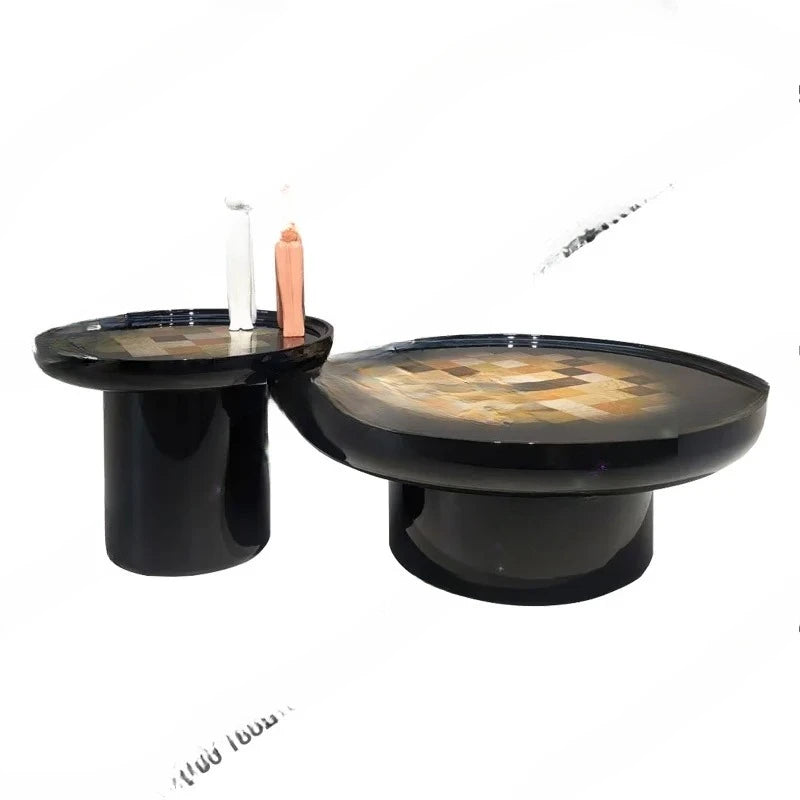 Italian minimalist creative round coffee table coffee table household light luxury negotiation table H