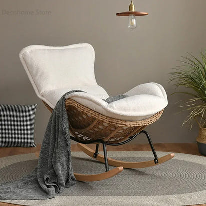Modern Rattan Living Room Chairs Leisure Lazy Back Sofa Home Lounge Chair Outdoor Balcony Rocking Chair Living Room Furniture