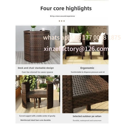 Customizable Balcony Courtyard Leisure Table and Chair Combination Rattan Chair Three Piece Set Tea Imitation Rattan Chair Tea