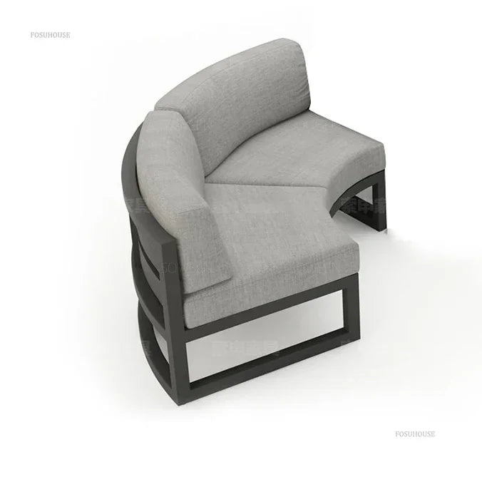 Outdoor Waterproof Garden Sofas Sun Protection Curved Outdoor Sofa Aluminum Alloy Courtyard Villa Reception Sofa Coffee Table L