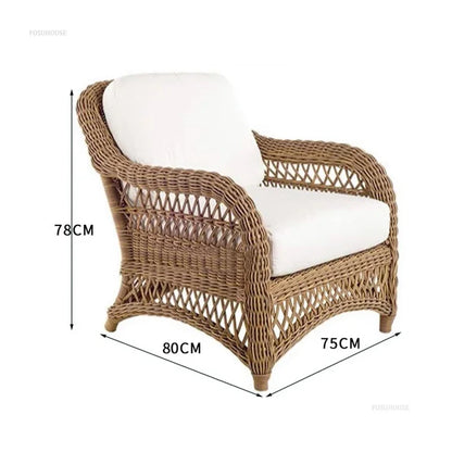 Outdoor PE Rattan Garden Chairs Balcony Courtyard Garden Waterproof Sofa Chairs Outdoor Terrace Leisure Chair Outdoor Furniture