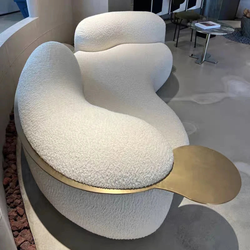 Custom Nordic light luxury sofa minimalist creative three curved fabric cream wind small household sofa