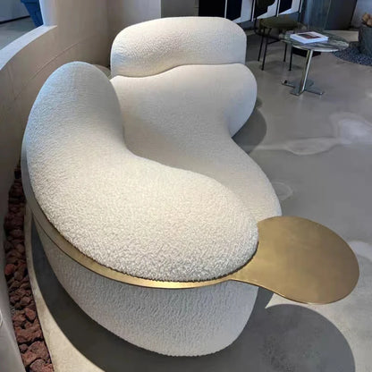 Custom Nordic light luxury sofa minimalist creative three curved fabric cream wind small household sofa