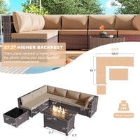 Modern Patio Rattan Sofa Set PE Wicker Sectional Sofa Set High Quality Rattan Outdoor Furniture Set with Fire Pit