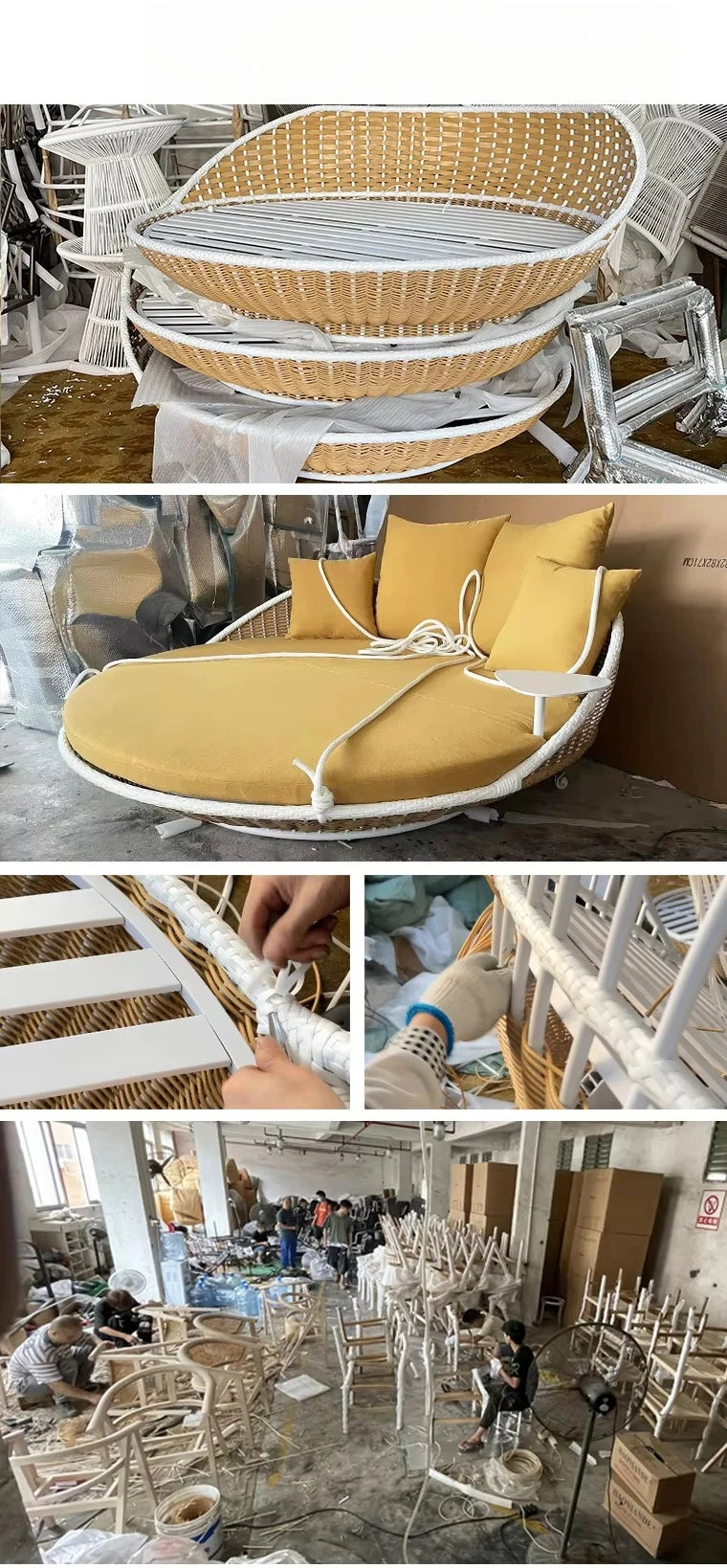 Hotel Outdoor Rattan Hanging Bed Patio Swing Chair Wicker Furniture Porch Swing Bed