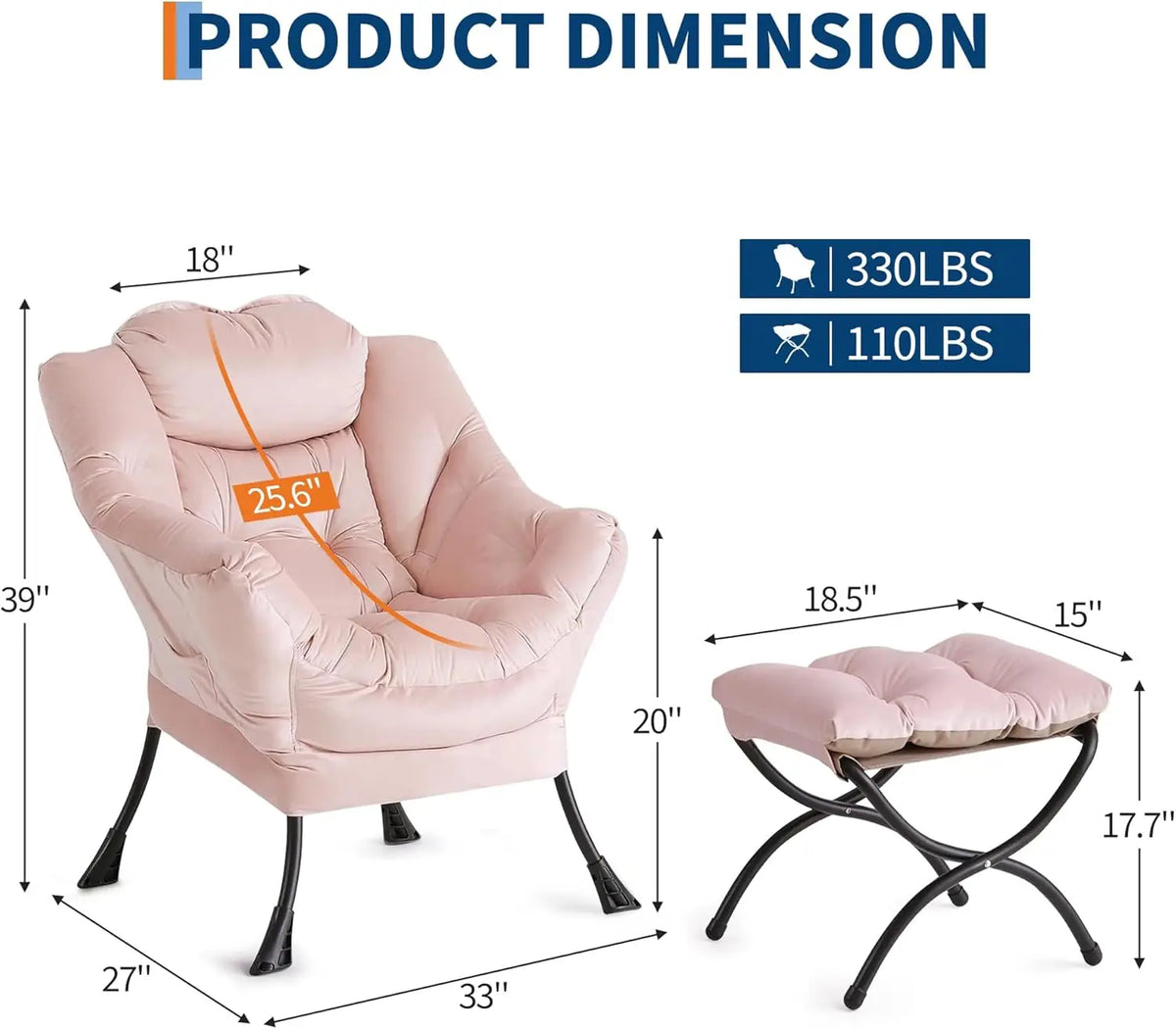 [Limited Stock!]2025 Lazy with Ottoman, Comfy Reading Lounge Accent Modern Floral with Footrest Butterfl