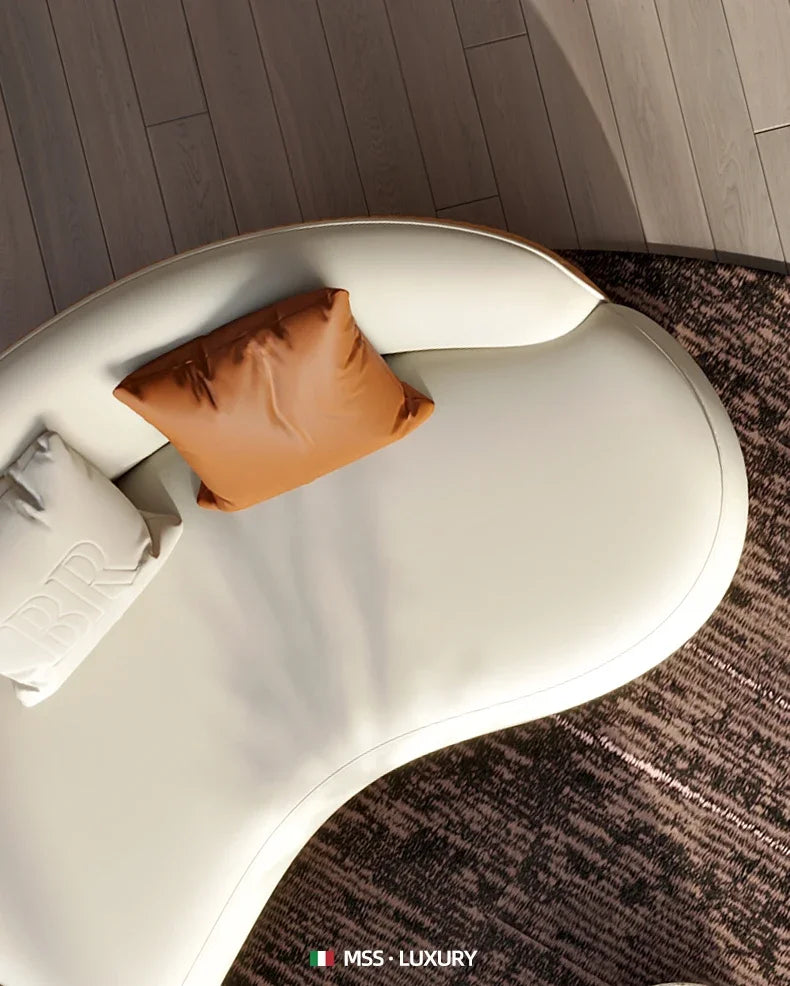 Two-color U-shaped villa leather sofa, modern light luxury semi-curved sofa