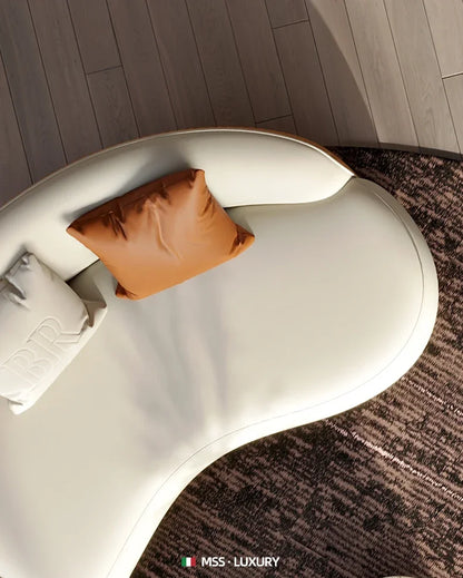 Two-color U-shaped villa leather sofa, modern light luxury semi-curved sofa