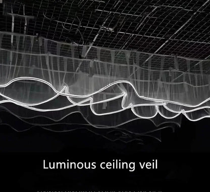 5M White Gauze Curtain Ceiling Decoration Wave Gauze Cloth with Light String Wedding Christmas Atmosphere Decoration Props