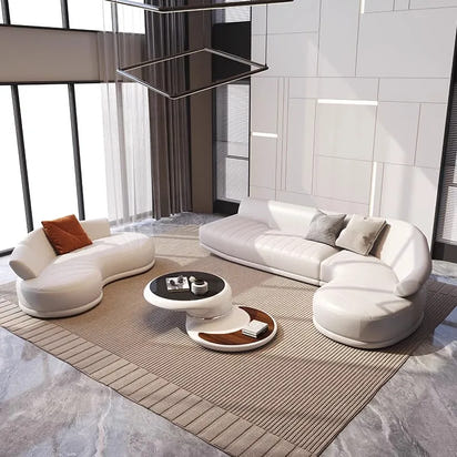 Nordic Modern Luxury Curved Leather Sofa Multi-seat Combination for Home Italian Design Living Room Villa Leather Sofa Set