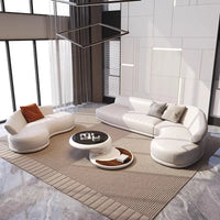 Nordic Modern Luxury Curved Leather Sofa Multi-seat Combination for Home Italian Design Living Room Villa Leather Sofa Set
