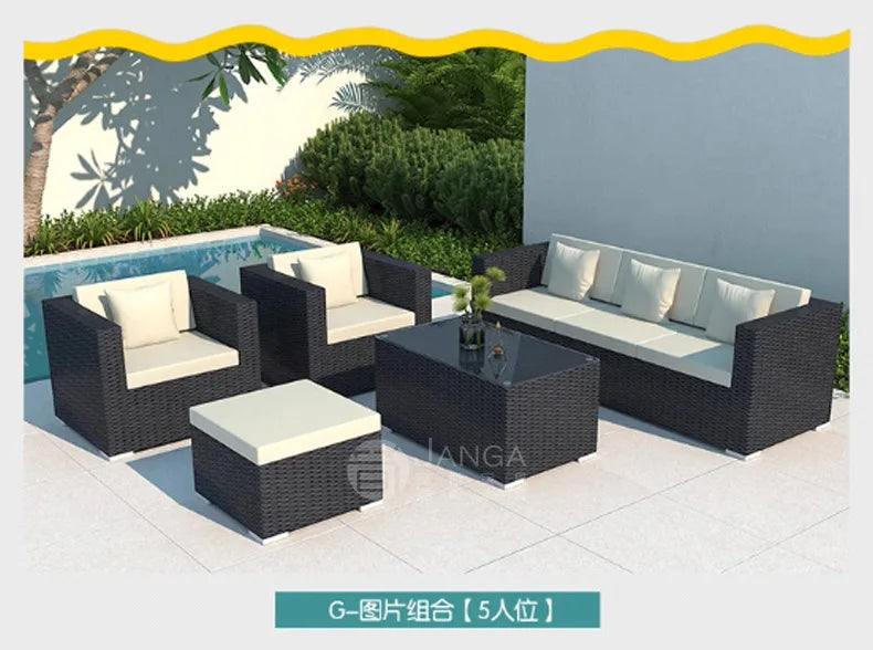 Outdoor villa courtyard sofa hotel B & B terrace waterproof sunscreen sofa furniture indoor and outdoor rattan weaving