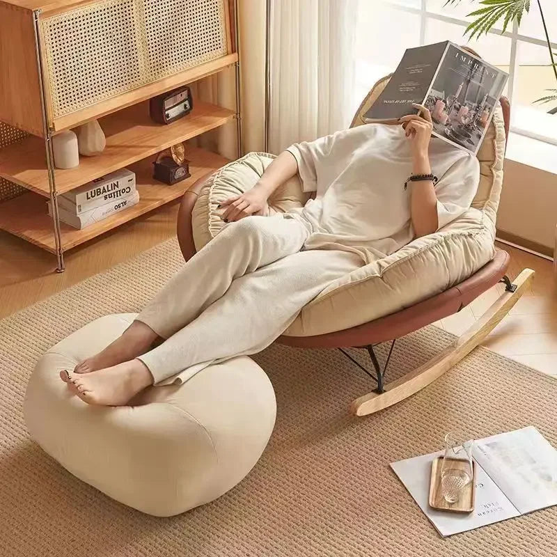Elegant Nordic Rocking Chair for Living Room Single Penguin Chair Cozy Lazy Sofa Stylish Lounge Chair for Balcony and Patio